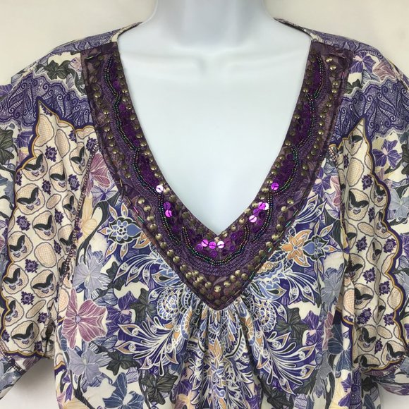 Live & Let Live Women Purple Embellished Blouse XL - Picture 2 of 7